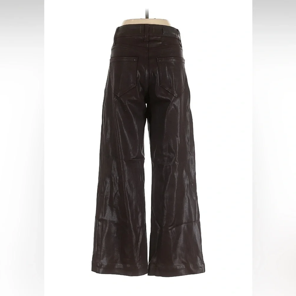 Paige Anessa Coated Wide Leg Ankle Jeans in Chicory Coffee Size 24 - Picture 3 of 5
